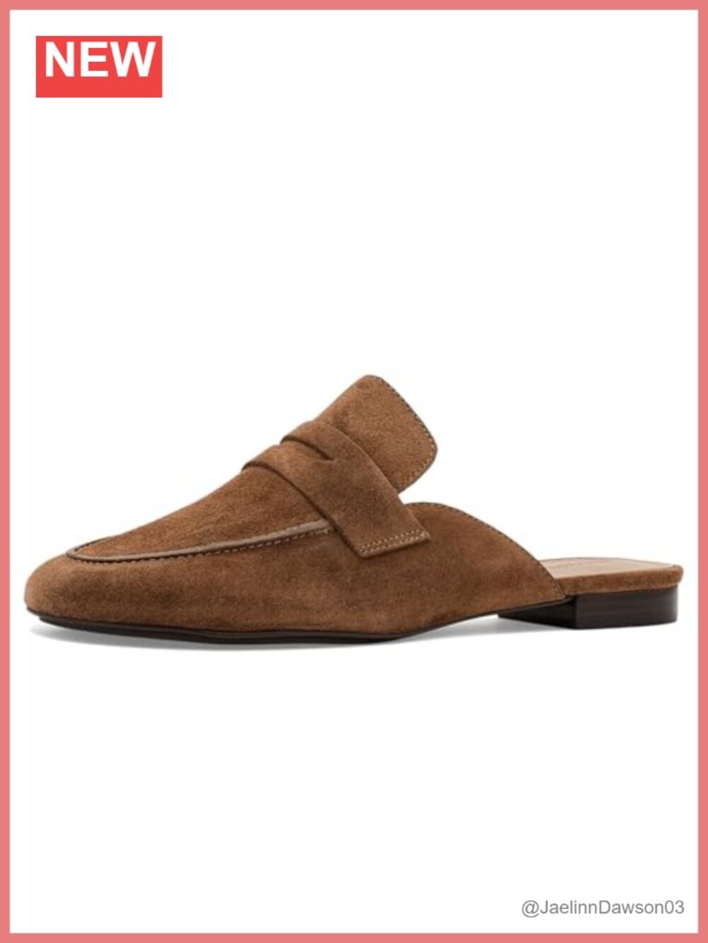 Suede Slip-On Mule Shoes Block Heel Almond Toe